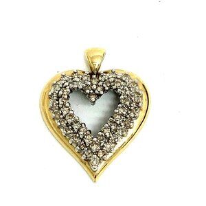 Heart Shape Diamond 0.25ctw Pendant 10k Yellow Gold Women's Estate Jewelry